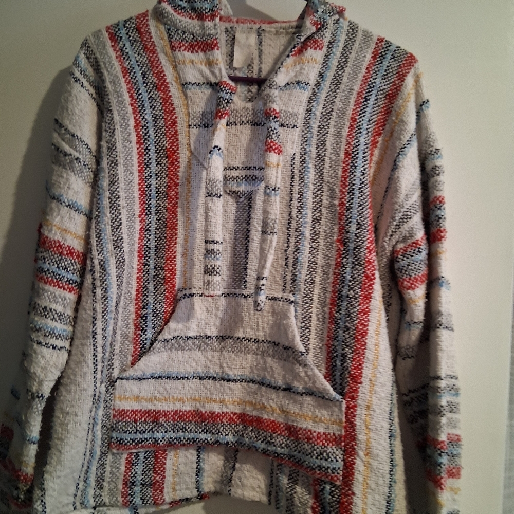 Molina Striped Baja Hoodie with Red, Blue, Yellow Accents